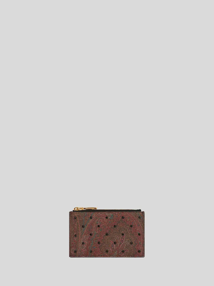 Women Etro Wallets And Credit Card Holder Paisley Card Holder With Zip Black