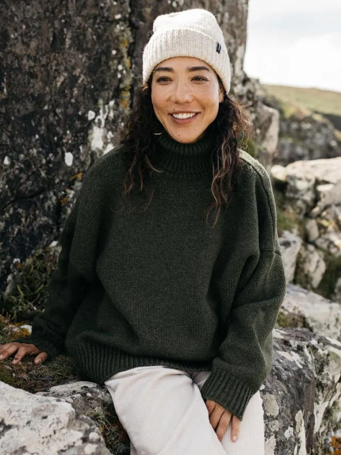 Women Eyre Roll Neck Knit Jumper Olive Finisterre Knitwear