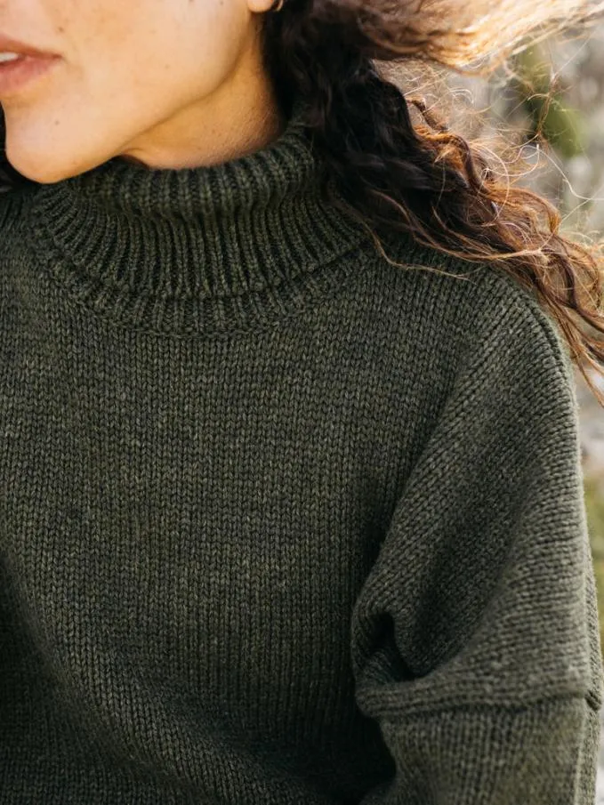 Women Eyre Roll Neck Knit Jumper Olive Finisterre Knitwear