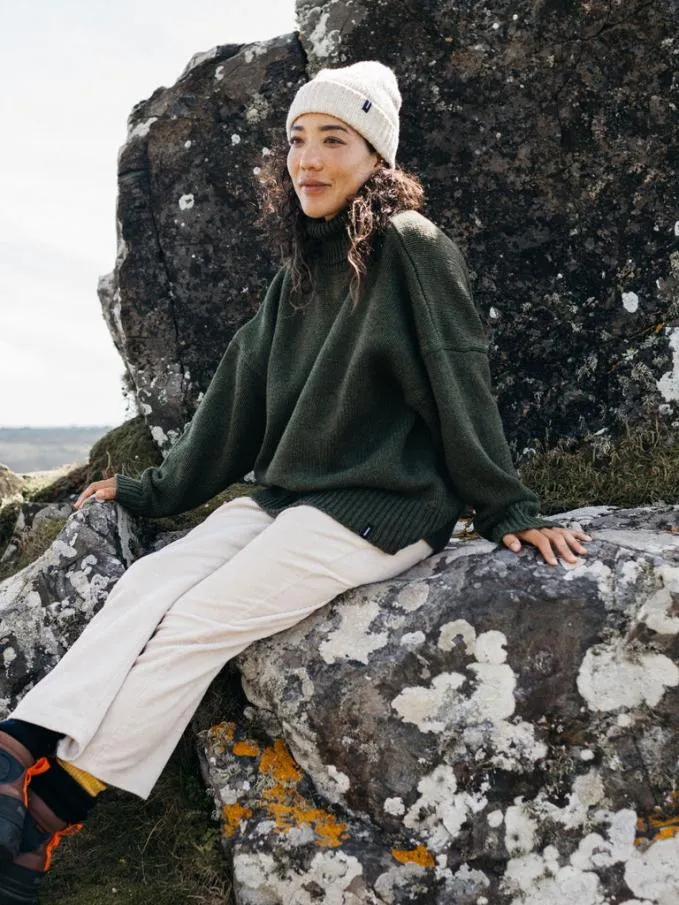 Women Eyre Roll Neck Knit Jumper Olive Finisterre Knitwear