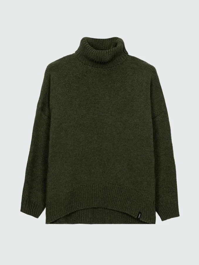 Women Eyre Roll Neck Knit Jumper Olive Finisterre Knitwear