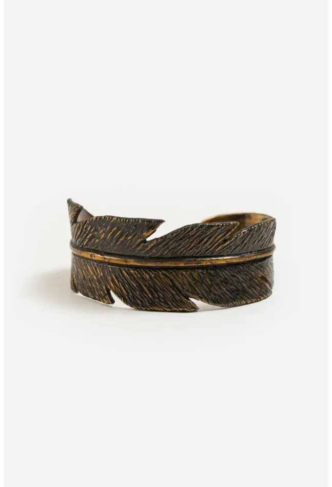 Women Feather Cuff Bracelet Brass Johnny Was Jewelry