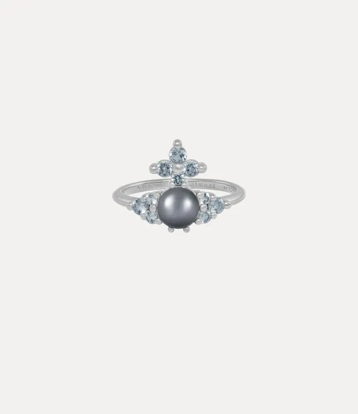 Women Feodora Ring Platinumlightblueczcrystaldarkgreypearl Vivienne Westwood Rings Women Feodora Ring Platinumlightblueczcrystaldarkgreypearl Vivienne Westwood Rings