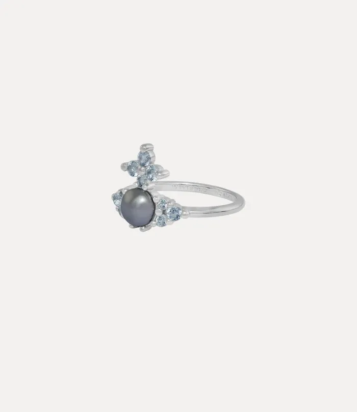 Women Feodora Ring Platinumlightblueczcrystaldarkgreypearl Vivienne Westwood Rings Women Feodora Ring Platinumlightblueczcrystaldarkgreypearl Vivienne Westwood Rings