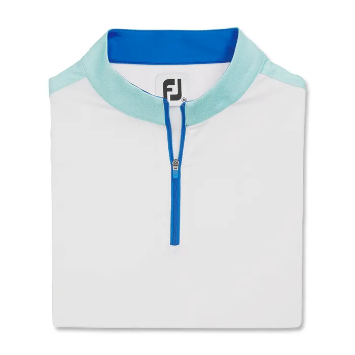Women FootJoy Shirts Color Block Short Sleeve White Aqua Women FootJoy Shirts Color Block Short Sleeve White Aqua