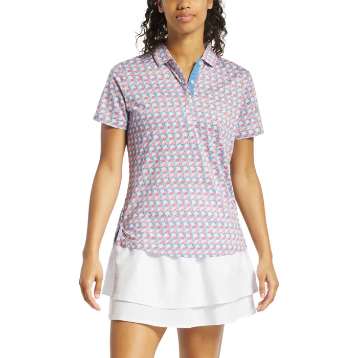 Women FootJoy Shirts Fireworks Lisle White Red Blue Women FootJoy Shirts Fireworks Lisle White Red Blue