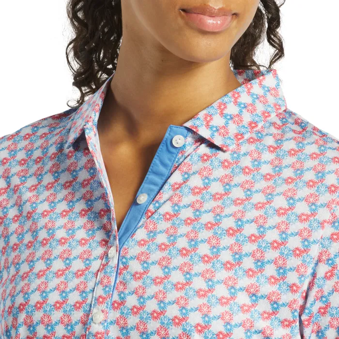 Women FootJoy Shirts Fireworks Lisle White Red Blue Women FootJoy Shirts Fireworks Lisle White Red Blue