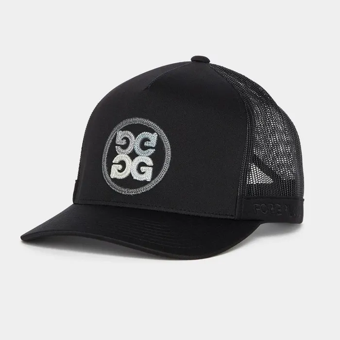 Women GFORE Black Circle G039s Interlock Knit Trucker Golf Hats