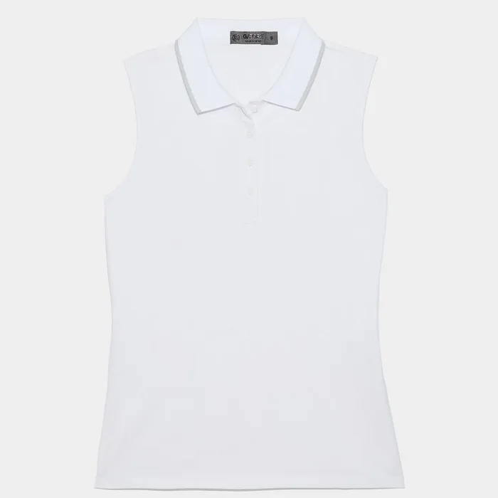 Women GFORE White Sleeveless Piqu Golf Polo