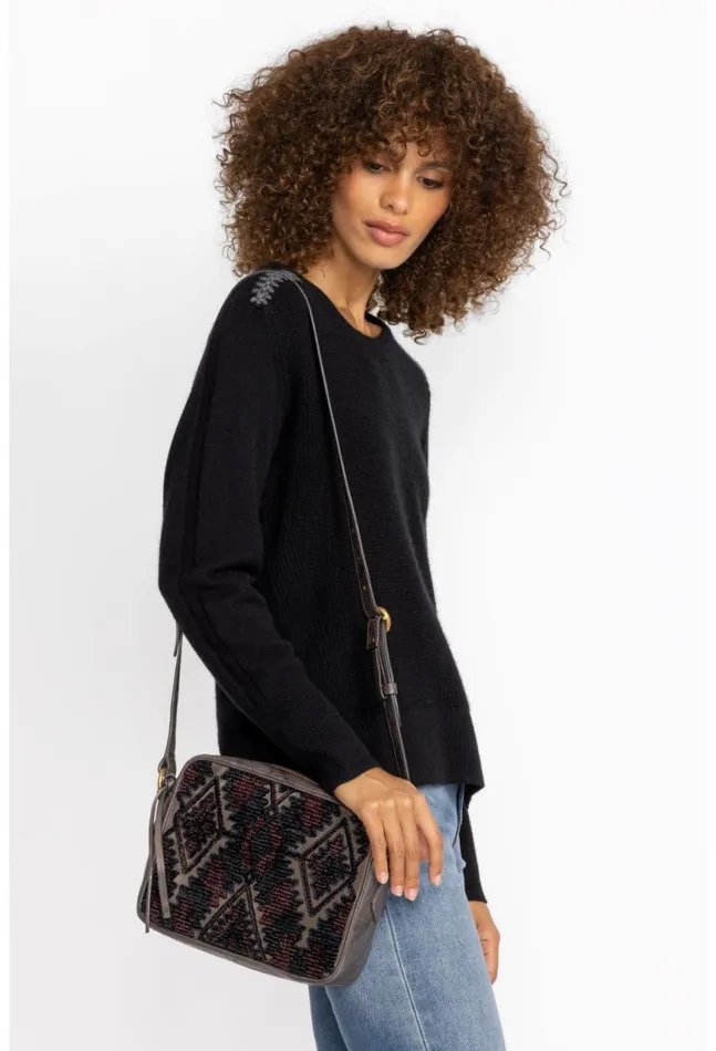 Women Gia Jaquard Crossbody Espresso Johnny Was Handbags