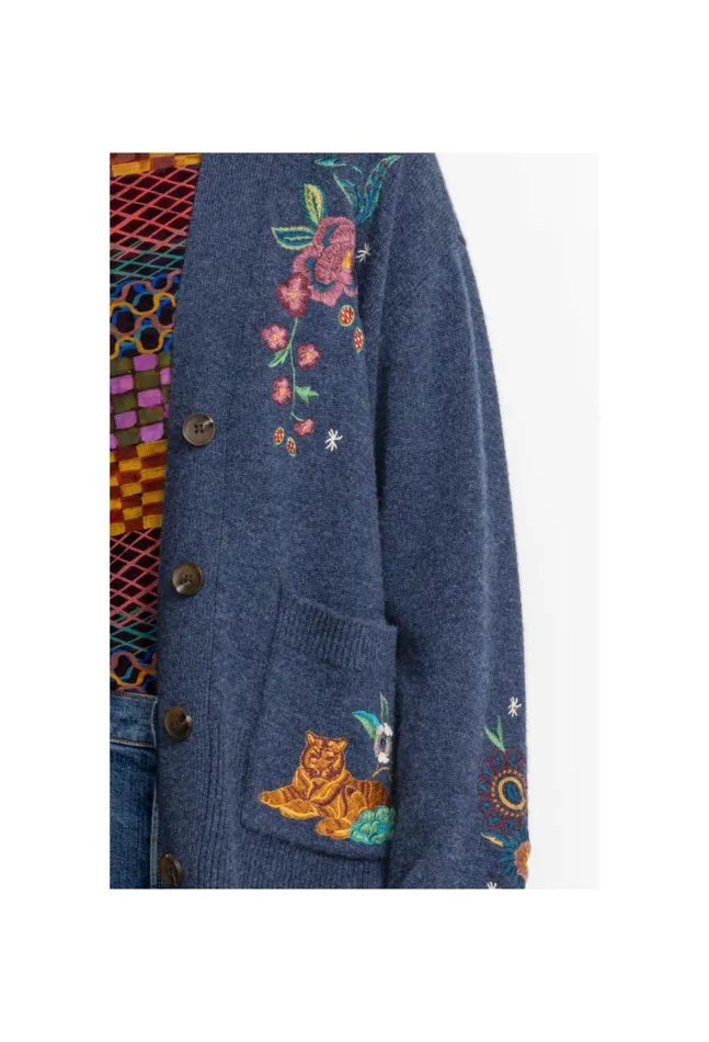 Women Griffin Cardigan Blue Johnny Was Tops