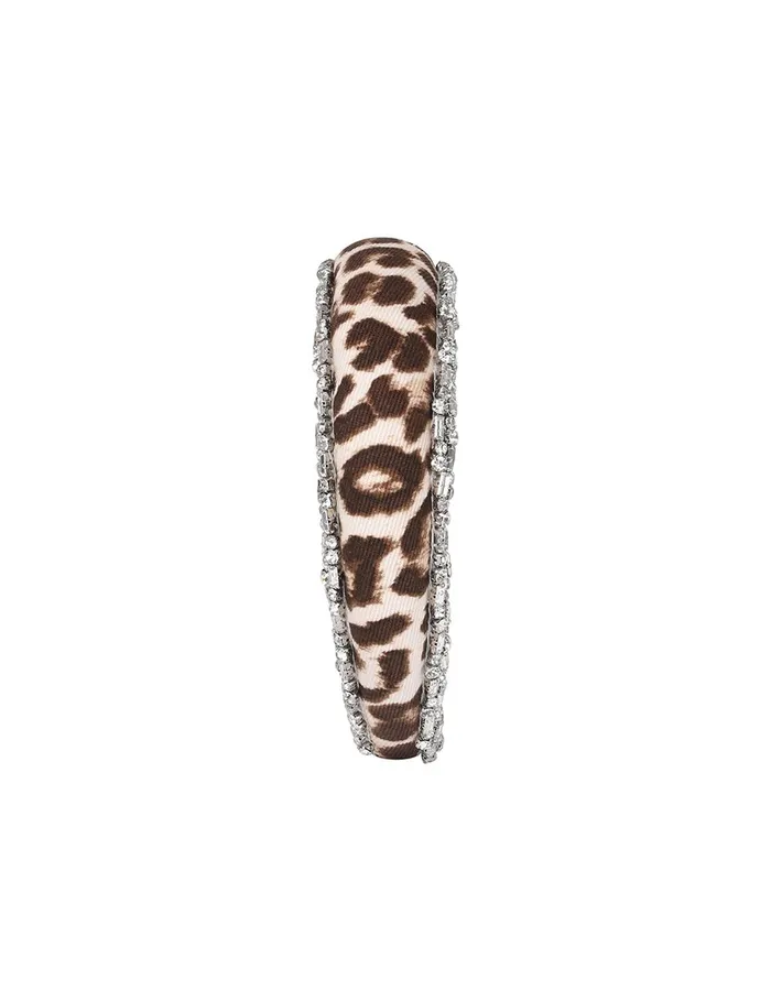 Women Hair Accessories Zimmermann Linen Rhinestone Headband Chocolate Leopard