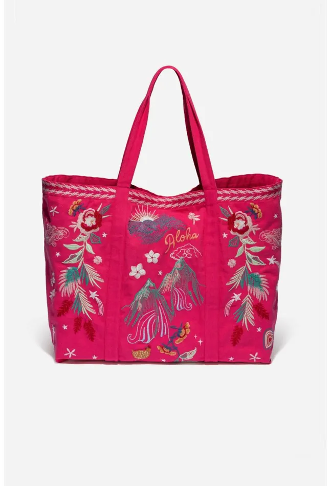 Women Hawaii Beach Tote Raspberry Johnny Was Handbags