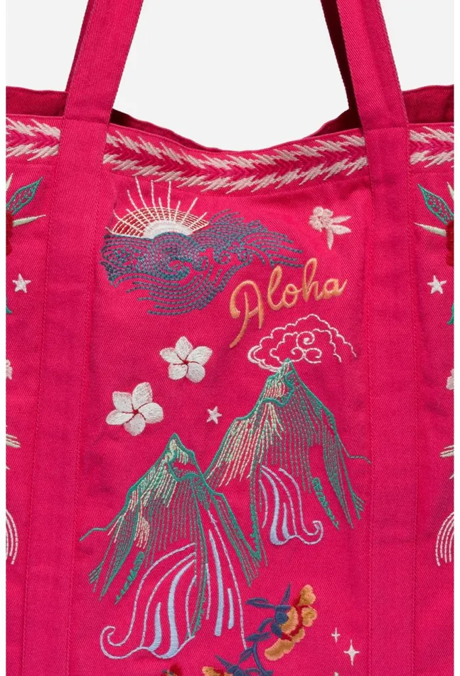 Women Hawaii Beach Tote Raspberry Johnny Was Handbags