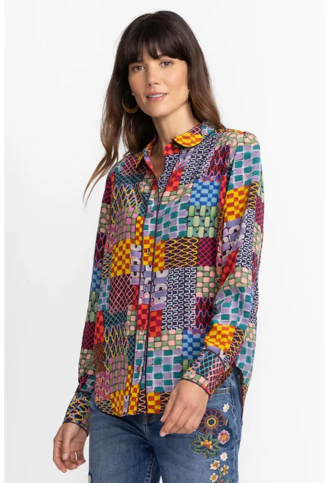 Women Isadora Waves Silk Blouse Isadora Waves Johnny Was Tops