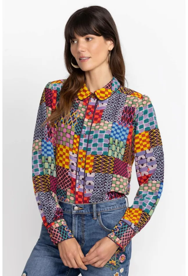 Women Isadora Waves Silk Blouse Isadora Waves Johnny Was Tops