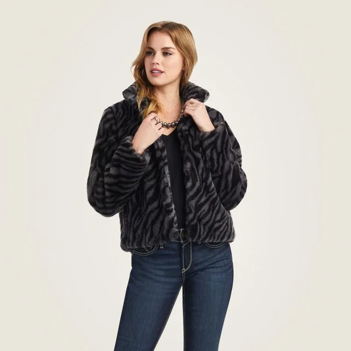 Women Jackets and Vests Ariat City Girl Faux Fur Jacket Black