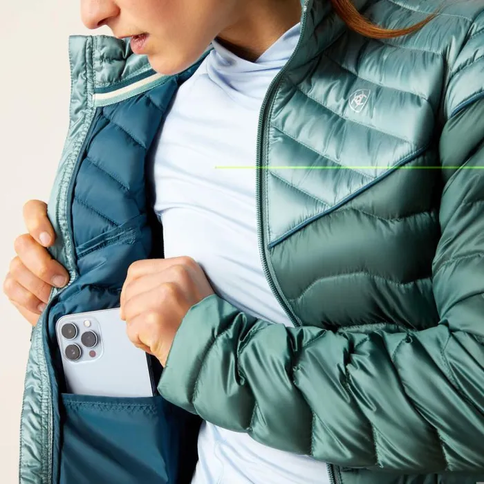 Women Jackets and Vests Ariat Ideal Down Jacket Iridescent Arcticsilver Pine Women Jackets and Vests Ariat Ideal Down Jacket Iridescent Arcticsilver Pine