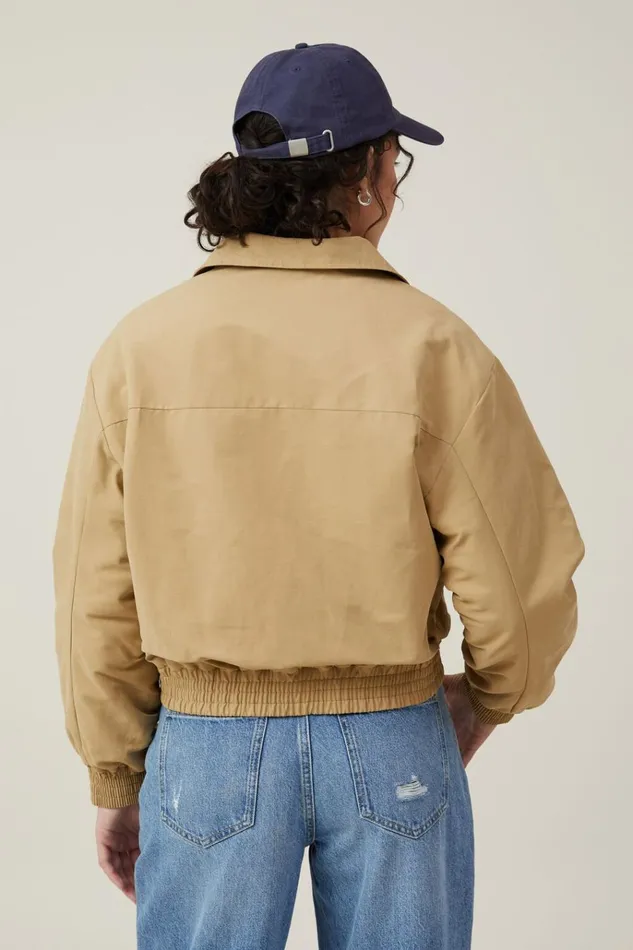Women Jackets Cotton On Scout Collared Bomber Jacket Sandstone
