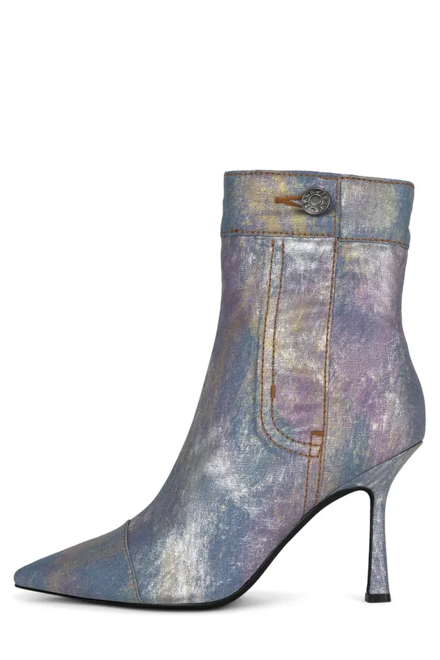 Women Jeffrey Campbell Ankle To Mid FINITELY Blue Denim Yellow Multi