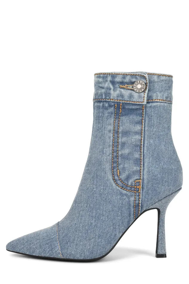 Women Jeffrey Campbell Ankle To Mid FINITELY Blue Denim Yellow Multi