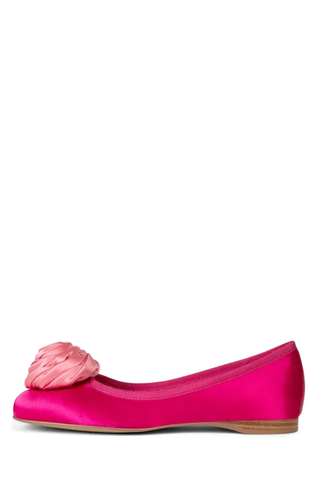 Women Jeffrey Campbell Ballet Flats ROSETTA Pink Satin Combo