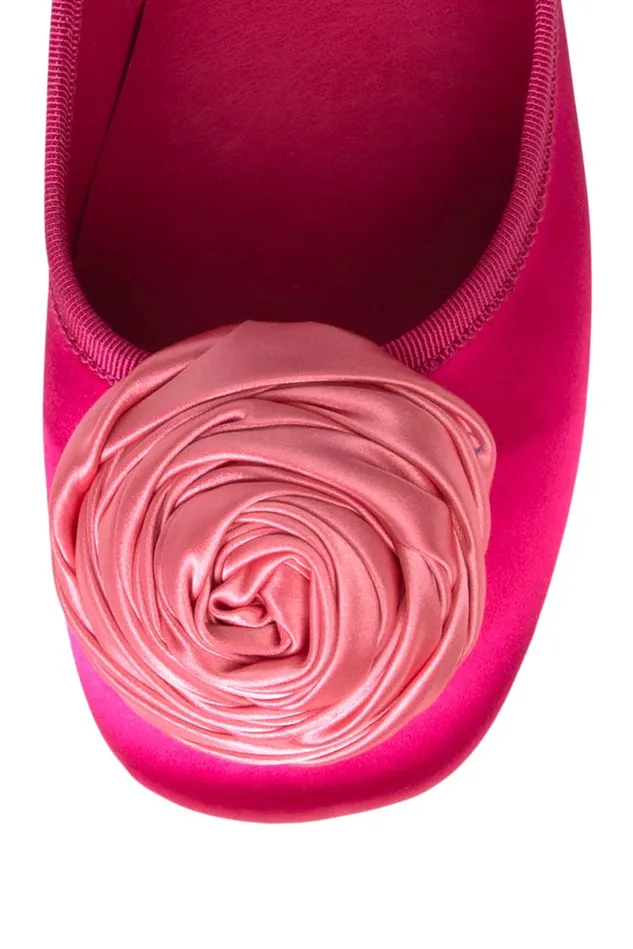 Women Jeffrey Campbell Ballet Flats ROSETTA Pink Satin Combo