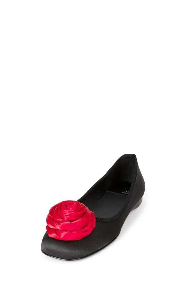 Women Jeffrey Campbell Ballet Flats ROSETTA Pink Satin Combo