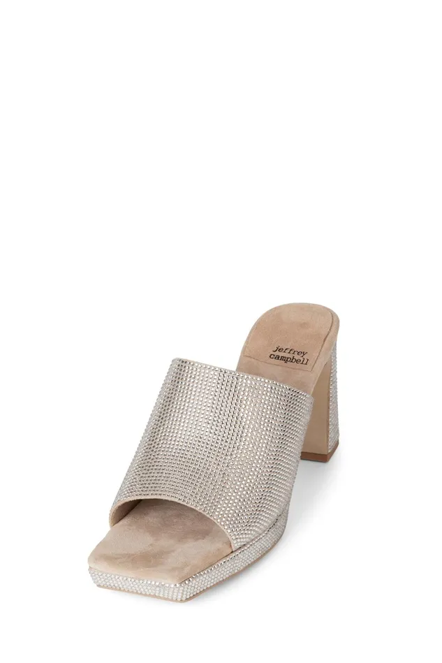 Women Jeffrey Campbell Heel CAVIARJS Nude Suede Champage