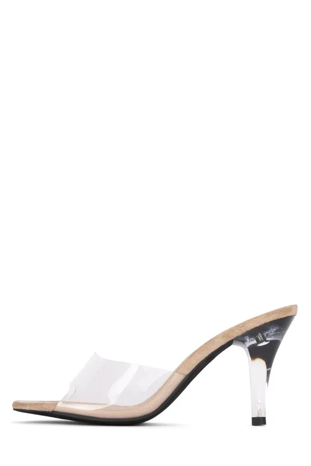 Women Jeffrey Campbell Heel CENDRILLON Nude Suede Clear