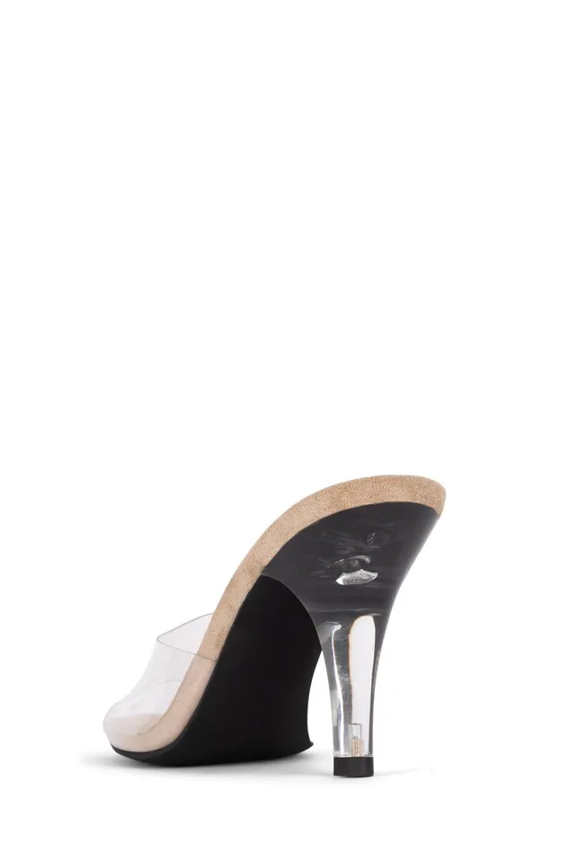 Women Jeffrey Campbell Heel CENDRILLON Nude Suede Clear