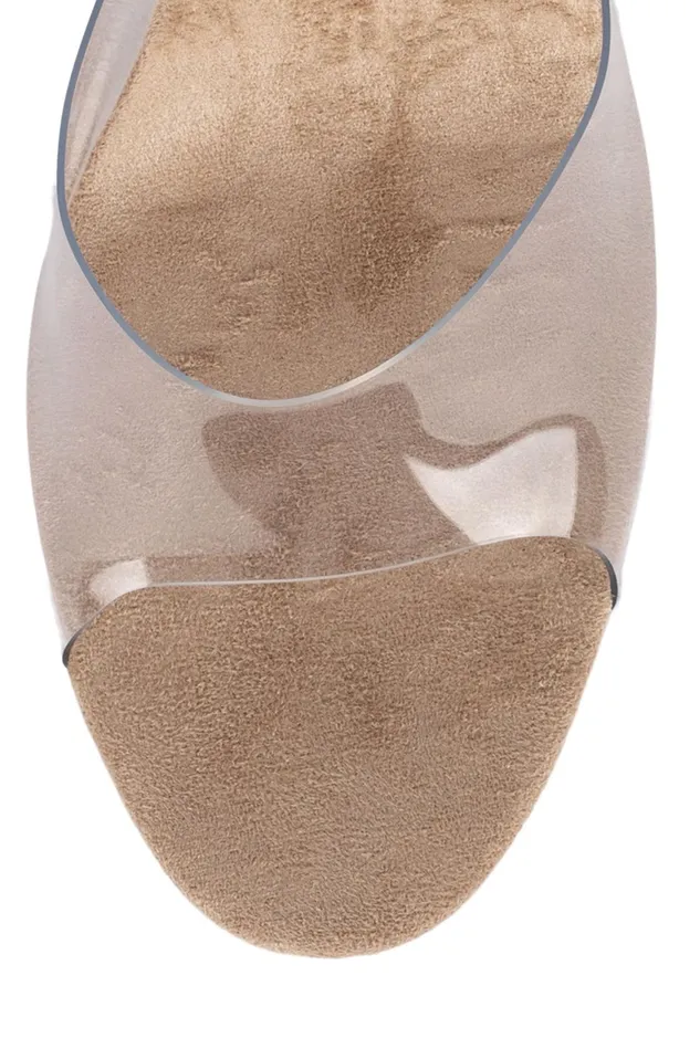 Women Jeffrey Campbell Heel CENDRILLON Nude Suede Clear