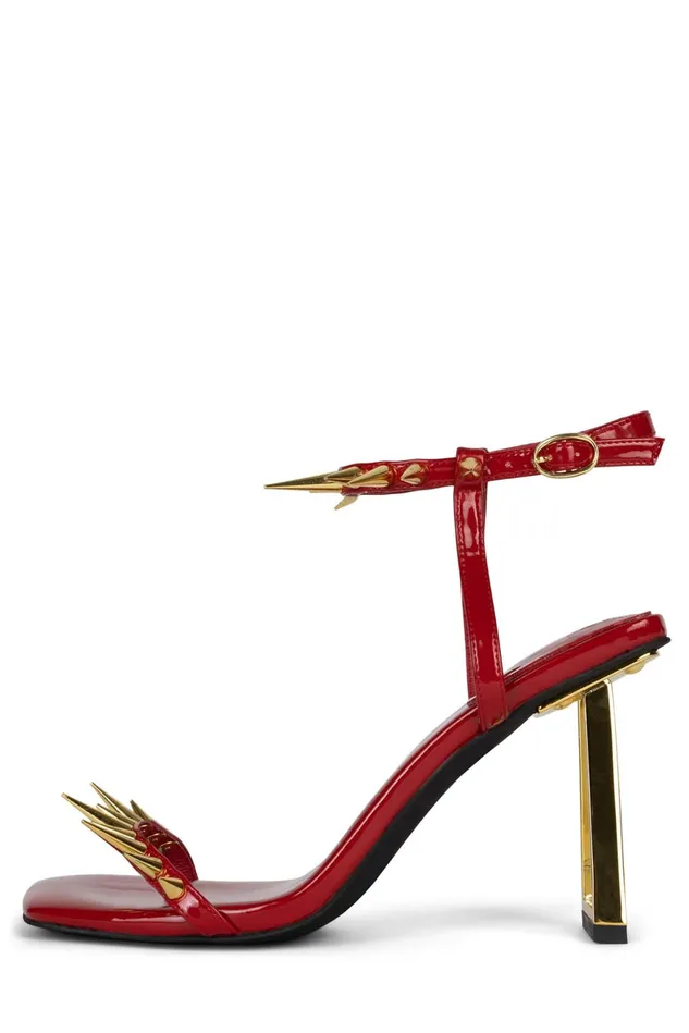 Women Jeffrey Campbell Heel SHARPENUP Red Patent Gold