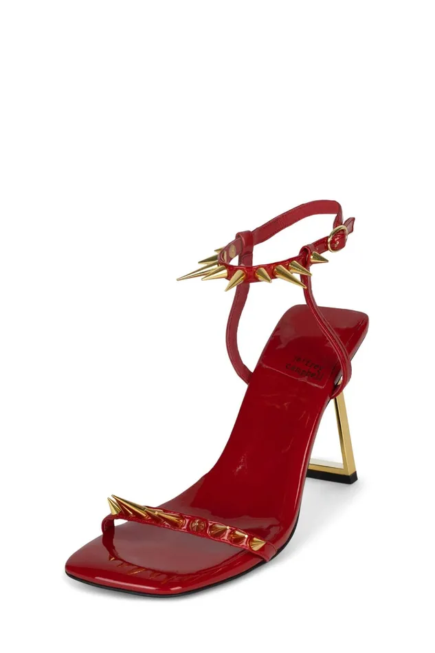 Women Jeffrey Campbell Heel SHARPENUP Red Patent Gold