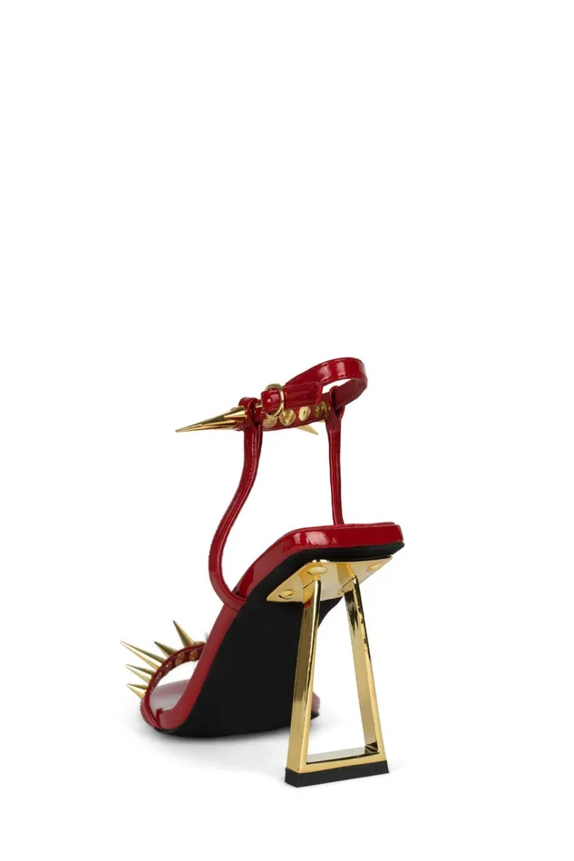 Women Jeffrey Campbell Heel SHARPENUP Red Patent Gold