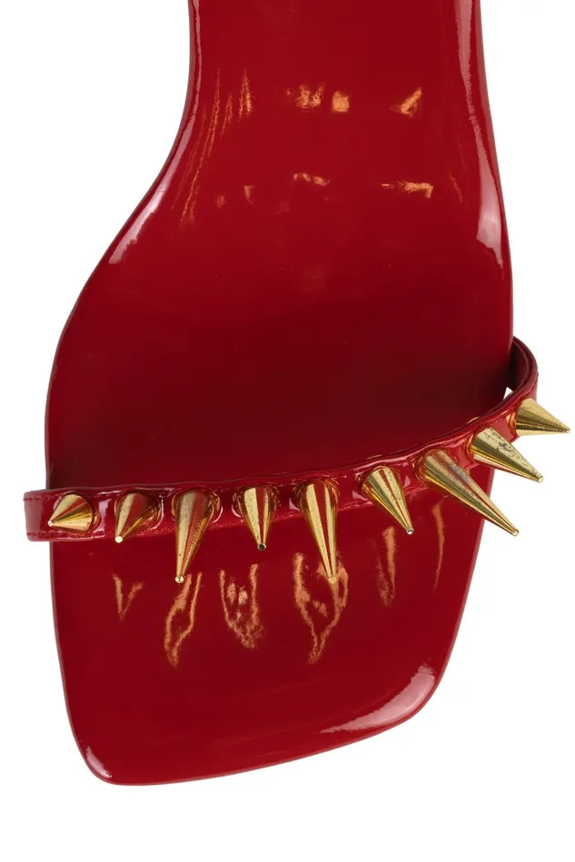 Women Jeffrey Campbell Heel SHARPENUP Red Patent Gold