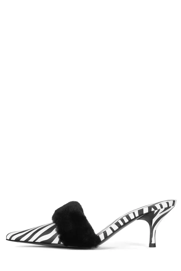 Women Jeffrey Campbell Mule TASTEFUL Black White Zebra