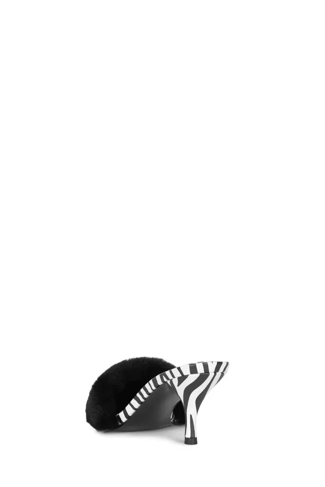 Women Jeffrey Campbell Mule TASTEFUL Black White Zebra