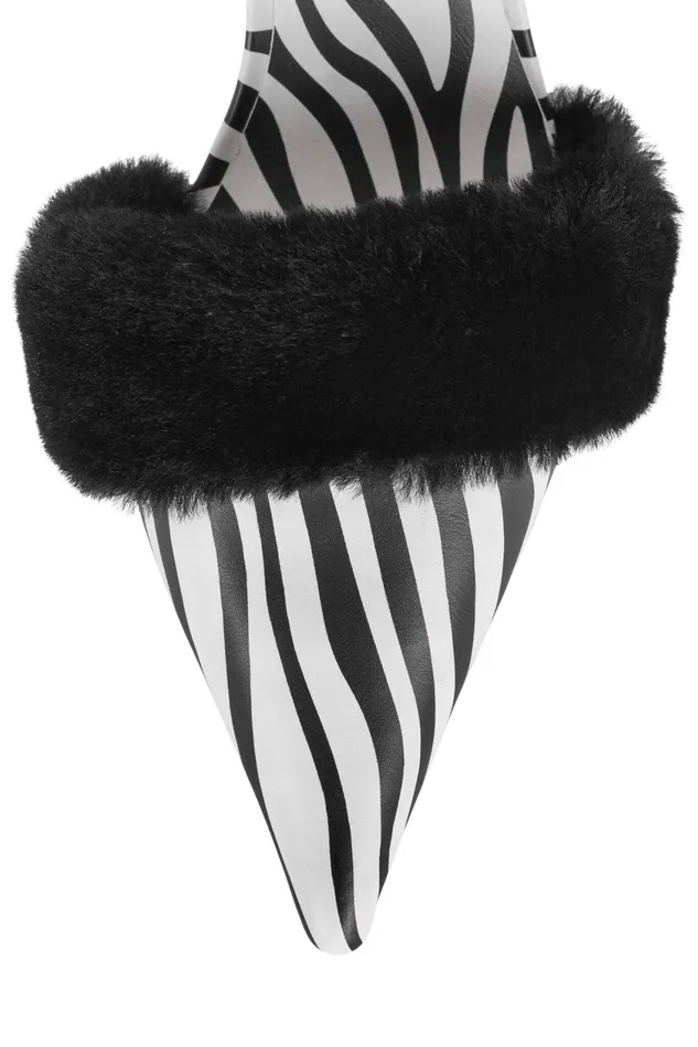 Women Jeffrey Campbell Mule TASTEFUL Black White Zebra