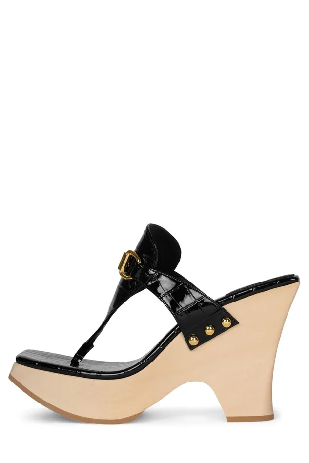 Women Jeffrey Campbell Sandal HAZY Black Croco Gold