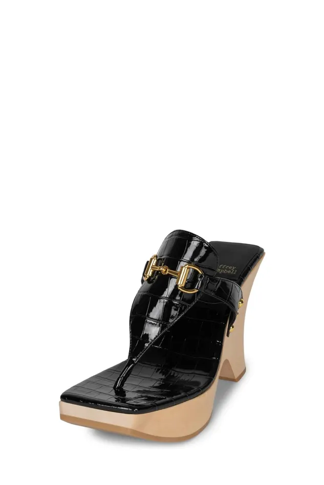 Women Jeffrey Campbell Sandal HAZY Black Croco Gold