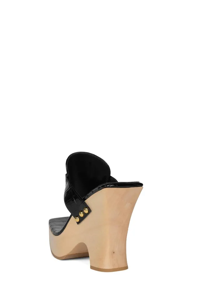 Women Jeffrey Campbell Sandal HAZY Black Croco Gold