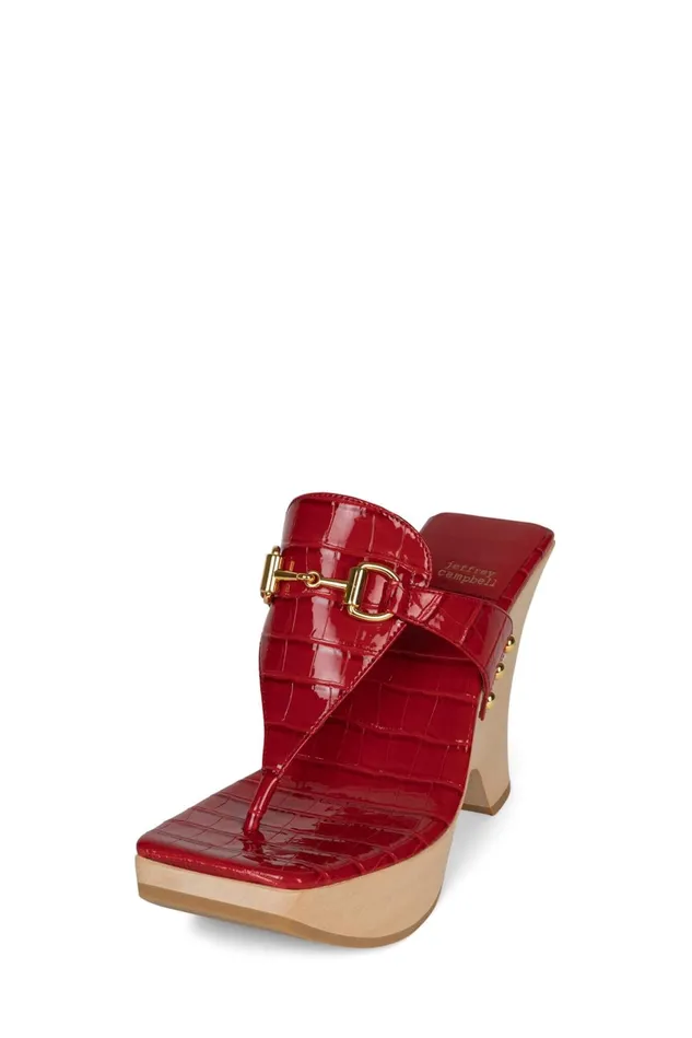 Women Jeffrey Campbell Sandal HAZY Black Croco Gold