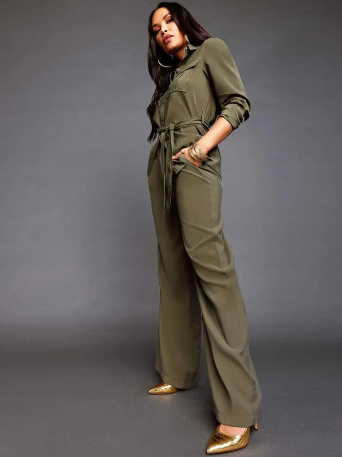 Women Jessica Simpson Bottoms Melba Wide Leg Trouser In Olive Night