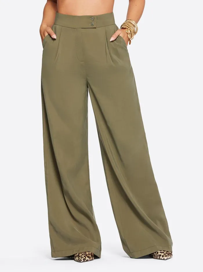 Women Jessica Simpson Bottoms Melba Wide Leg Trouser In Olive Night