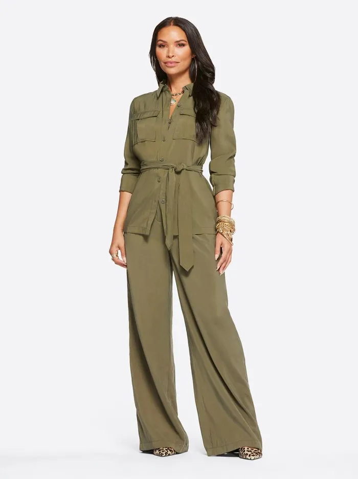 Women Jessica Simpson Bottoms Melba Wide Leg Trouser In Olive Night