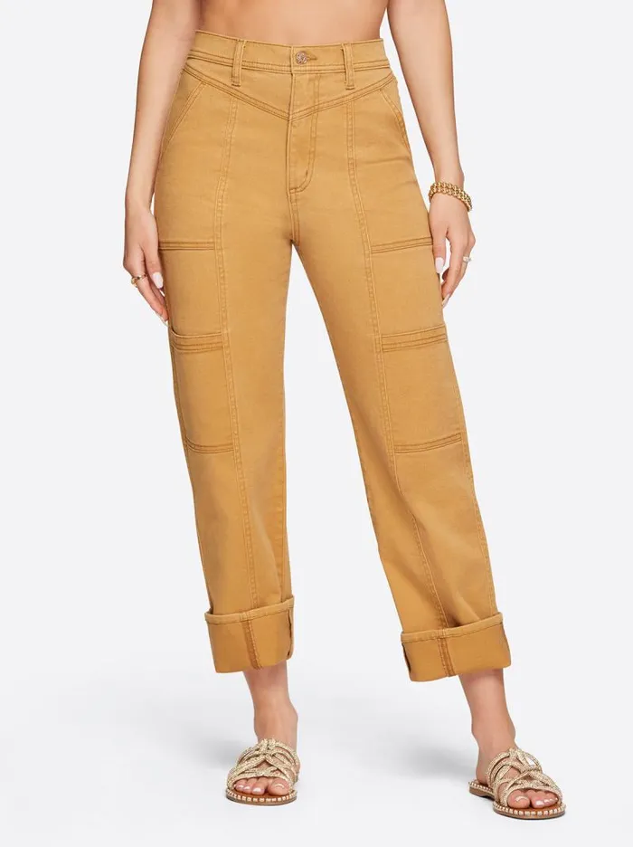 Women Jessica Simpson Bottoms Straight Cargo Ankle In Bone Brown