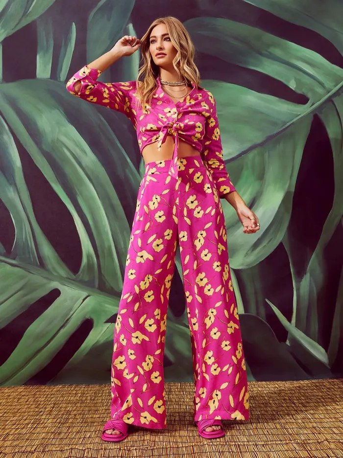 Women Jessica Simpson Bottoms Winnie Wide Leg Pants In Withering Petals