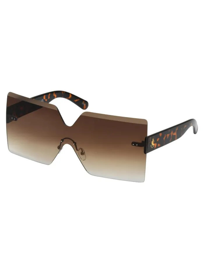 Women Jessica Simpson Sunglasses Frameless Shield Sunglasses In Tortoise