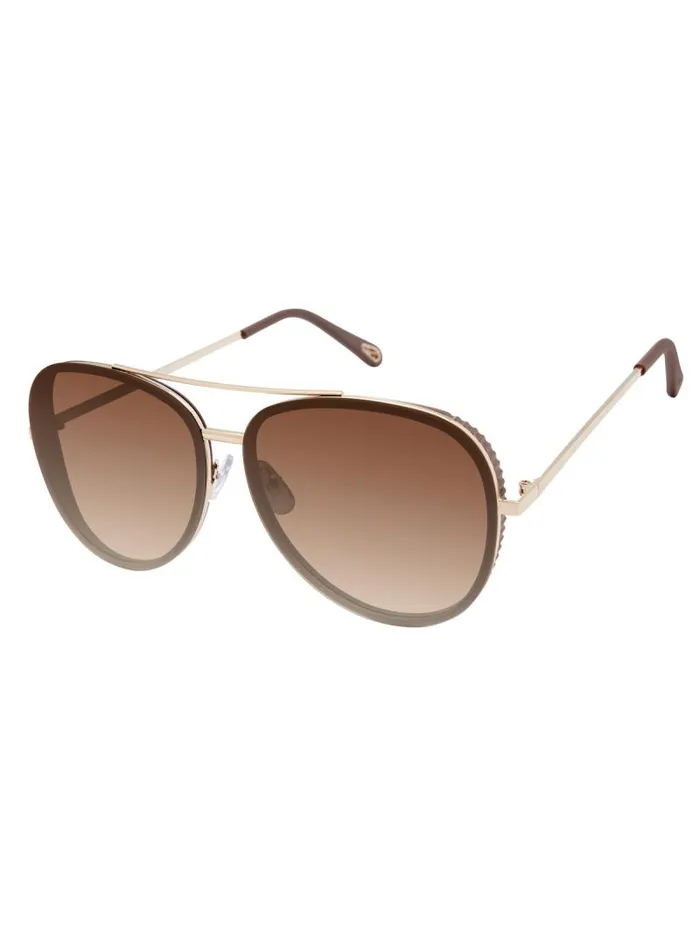 Women Jessica Simpson Sunglasses Glam Aviator Pilot Sunglasses In Gold and Brown Women Jessica Simpson Sunglasses Glam Aviator Pilot Sunglasses In Gold and Brown